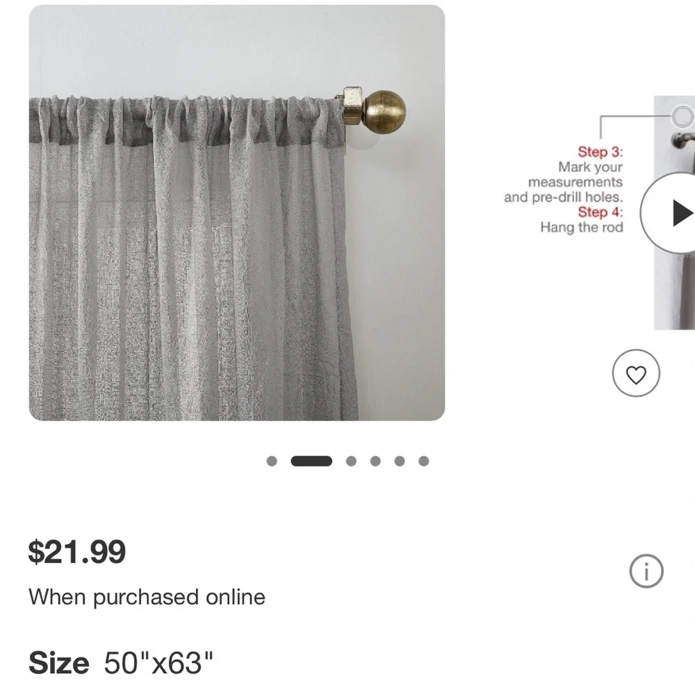 Four Gray Sheer Avril Crinkle Textured Rod Curtain Panels